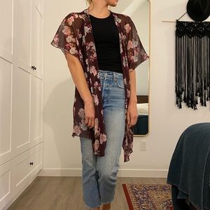Sheer floral kimono